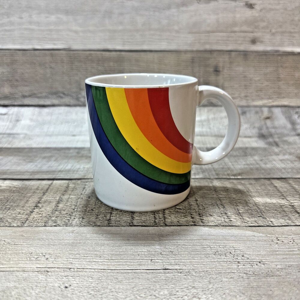 Vintage 1987 FTDA Ceramic Rainbow Coffee Mug 8-10 oz